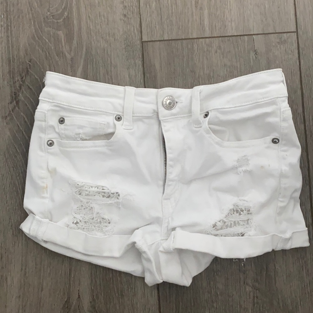white jeans shorts